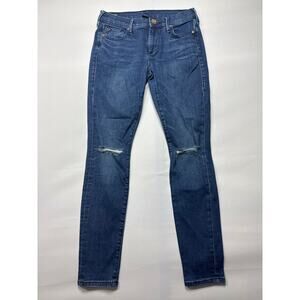 True Religion Women's Halle Mid Rise Super Skinny Blue Jeans - Size 26 (27x28)